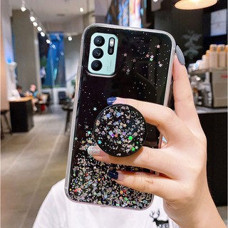 ที่วางขาตั้ง เคสโทรศัพท์ ออปโป้ OPPO Reno6 Z 5G ดีไซน์เลื่อมระยิบระยับแวววาว เคสซิลิโคนนิ่มใส เคสออปโป้ OPPO Reno 6 z Cover Case