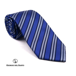 Giorgio Del Sarto Necktie Blue with Blue Stripe Fabric Texture เนคไทสีฟ้ามีเท็กเจอร์ #1