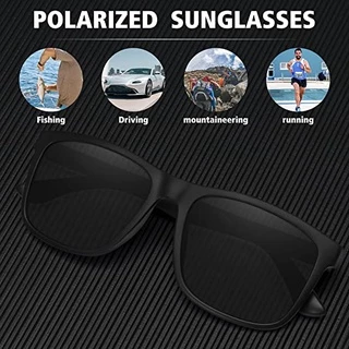 แว่นกันแดด Sunglasses แว่นตากันแดด วินเทจ Polarized UV400 สำหรับชายและหญิง Unisex (สีดำ)