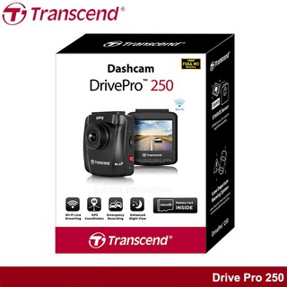 Transcend DrivePro 250 (DP250) Wi-Fi + GPS + Memory MicroSD Card 32GB กล้องติดรถยนต์ กล้องหน้ารถ รับประกัน 2 ปี จากศูนย์