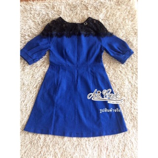 ส่งฟรีEMS ! Dress denim lace shirt short race  by Aris Code