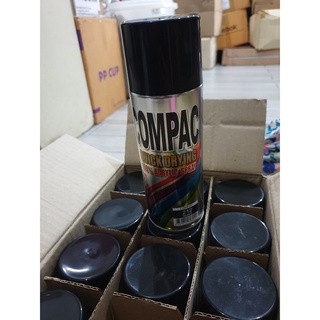 COMPAC สีสเปรย์อะครีลิค (สีดำ ) 100% 400cc สีสเปรย์คอมเเพค สีกระป๋อง สีดำ (4กระป๋อง)