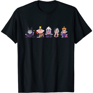 เสื้อยืดผ้าฝ้ายพิมพ์ลายขายดี เสื้อยืด พิมพ์ลาย Disney Villains Kawaii Chibi Evil Queens สําหรับผู้ใหญ่