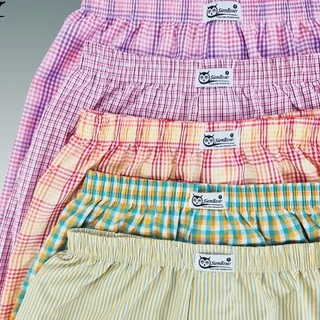 บ๊อกเซอร์ผ้าเชิ๊ตทรงตรง ขนาดฟรีไซส์ คละลาย SIAM BOXER แพ็ค 6 ตัว คละสี