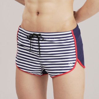 Noxx Swim Shorts: ริ้วน้ำเงินขาว กุ๊นแดง