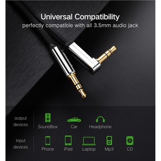 Ugreen [AV119] AUX cable 3.5mm audio cable 90 degree right angle flat jack 3.5 mm(0.5m./1m./1.5m./2m./3m./5m.)