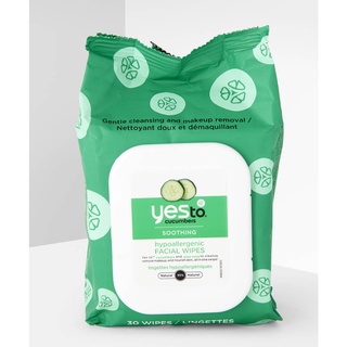 พร้อมส่ง ของแท้ Yes to Cucubers Soothing Facial Wipes (30pieces)