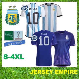 เสื้อกีฬาแขนสั้น ลายทีมชาติฟุตบอล FIFA WCUP Argentina 3 ดาว ทีมเหย้า สําหรับผู้ชาย (S - 4XL) ปี 2022