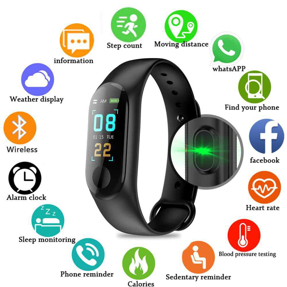 M3/ M4 Plus Smart Watch Bracelet band Bluetooth Waterproof Blood