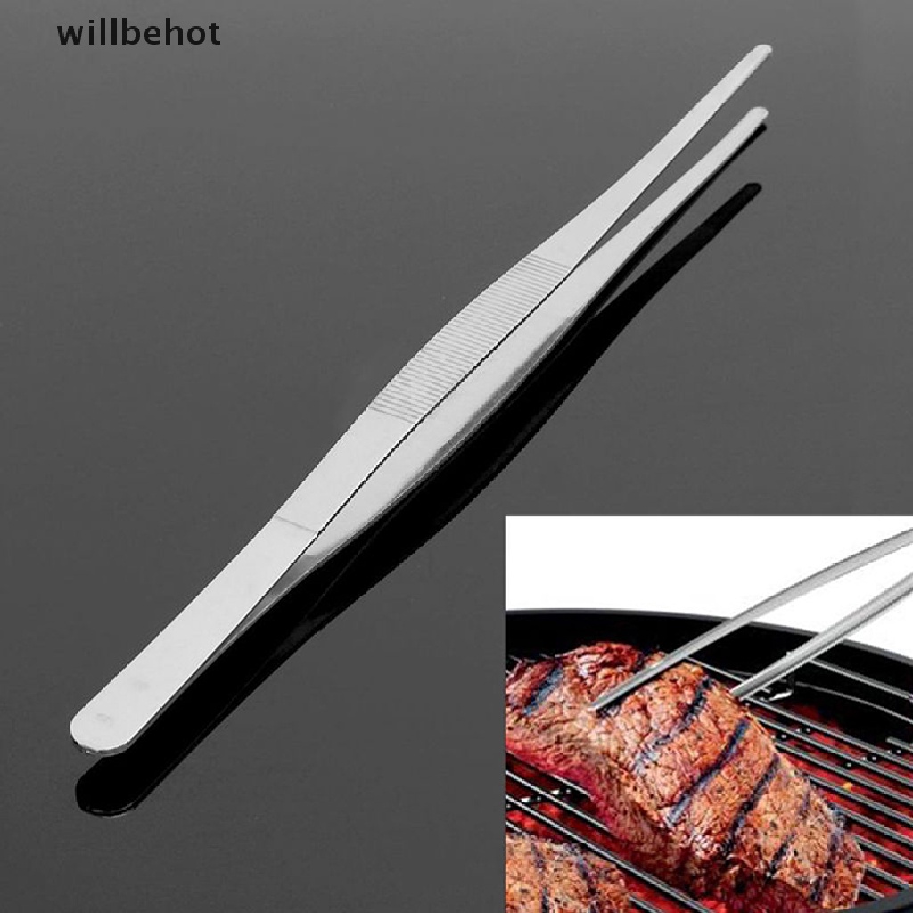 [WBHOT] ที่คีบอาหาร สเตนเลส สีเงิน แหนบตรง ยาว เครื่องมือครัว