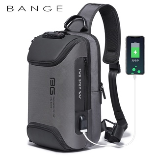 BANGE กระเป๋าคาดอก กระเป๋าสะพายไหล่ ป้องกันการโจรกรรม พอร์ตชาร์จ USB สําหรับผู้ชาย