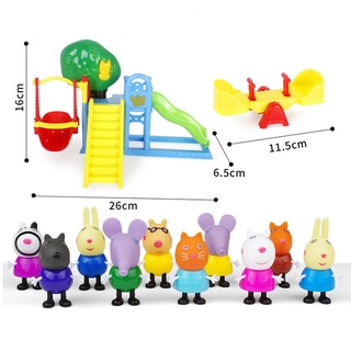 Peppa Pigs Family of Four Amusement Park Set Toys with 4pcs10pcs25pcs Piggy DIY 1/12 Miniature Doll House Furniture Forest Family Doll Game Set Toy Montessori Gifts for Men and Women Children ของเล่น สินค้าแม่และเด็ก