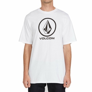 เสื้อยืดโอเวอร์ไซส์ใหม่ล่าสุด Volcom เสื้อยืดแขนสั้น ผ้าฝ้าย พิมพ์ลายหิน สีขาว สําหรับผู้ชายS-3XL