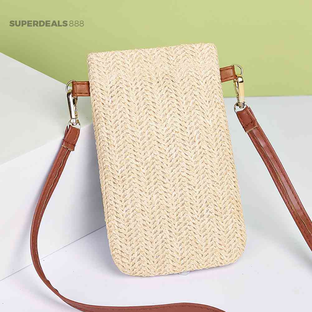 [SuperDeals888.th] กระเป๋าสตางค์ สะพายข้าง สานมือ ขนาดเล็ก เหมาะกับเดินชายหาด แฟชั่นฤดูร้อน สําหรับผู้หญิง