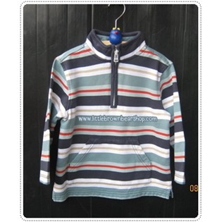 เสื้อผ้าเด็ก เสื้อเด็กชาย Janie and Jack คอปีนผ่าหน้าติดซิปถึงกลางอก ลายทางขวาง