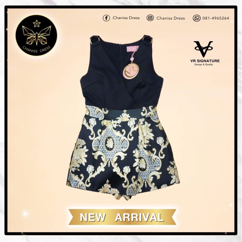 Vora 👗 จั้มสั้นแขนกุดดำแต่งผ้าทอลายไทย 💫ราคาถูกที่สุด #vr #vora #ป้ายvr#ป้ายvora #งาน
