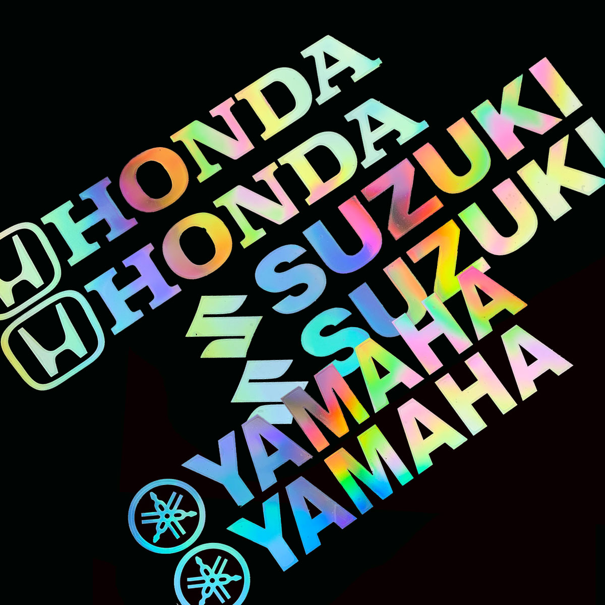 คู่ YAMAHA/HONDA/SUZUKI Laser Logo Sticker รูปลอกสีสันสดใส