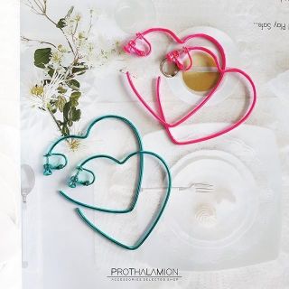 Premium Import Chic Heart Hoop Clip Earrings ต่างหูหนีบ ตุ้มหูหนีบ แบบห่วง นำเข้า พรีเมียม รูป หัวใจ