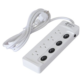 รางปลั๊กไฟ 4 ช่อง 4 สวิตช์ ELEKTRA ET443M-SBK 3 ม.  POWER STRIP ELEKTRA ET443M-SBK 4-OUTLET 4-SWITCH 3M