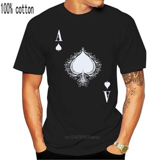 oversize T-shirt เสื้อยืดคลาสสิก พิมพ์ลาย Ace OF SPADES IV Spade Ace Poker Card Casino Karte Royal Flush Pik As MCedgc94