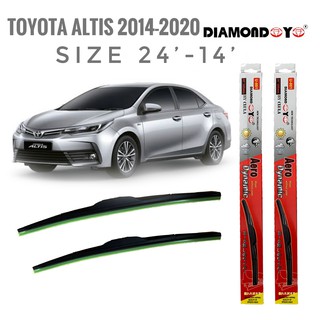 ที่ปัดน้ำฝน ใบปัดน้ำฝน ซิลิโคน ตรงรุ่น Toyota Altis 2014-2020 ไซส์ 26-14 ยี่ห้อ Diamond กล่องแดง คุณภาพอย่างดี