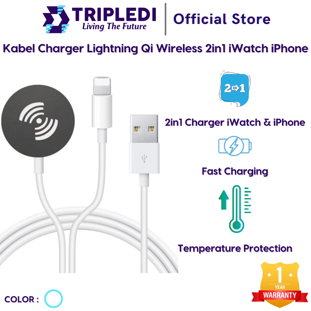 TRIPLEDi USB Charger 2in1 Apple Watch Qi Wireless Charger Magnetic Apple iPhone iPad Airpods Lightni