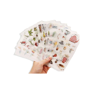 uki stationery★ST-01★ พร้อมส่ง 6 แผ่น สติ๊กเกอร์ ไดคัท สติกเกอร์ สติกเกอร์ตกแต่ง ไดอารี่ DIY Scrapbook Planner สติ๊กเกอร์น่ารัก สติกเกอร์ปิดผนึก สติ๊กเกอร์ติดบัตร ของตกแต่งไดอารี่ ของตกแต่งน่ารัก ของตกแต่งราคาถูก ตกแต่งสมุด DIY