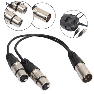 [Jettingbuy] อะแดปเตอร์สายเคเบิ้ลแยกเสียง 3-Pin XLR Male To Dual XLR Female Y สําหรับไมโครโฟน