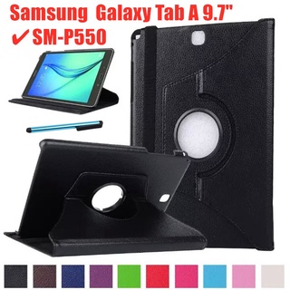 For Samsung Galaxy Tab 9.7 SM-P 550 P 555 w / S Pen Flip Leather 360 Rotating Stand Smart Shockproof Tablet Case Cover