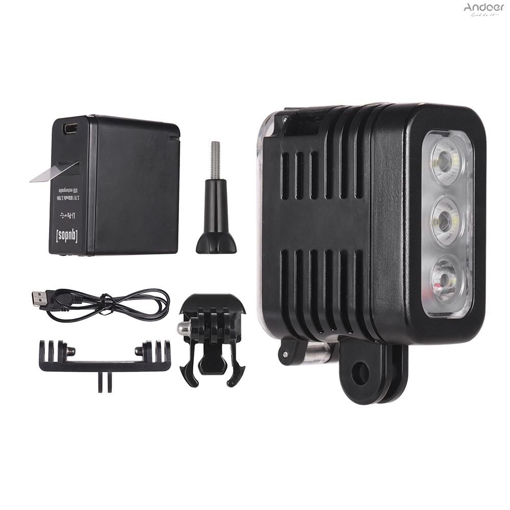 ไฟ LED กันน้ํา 5500-6000K 300Lux ใต้น้ํา มุมกว้าง 30 ม. ชาร์จ Micro USB สําหรับ GoPro Hero 7 6 5 4 3+ 3 Session และกล้องแอคชั่นอื่นๆ