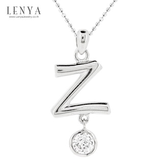 Lenya Jewelry จี้ตัวอักษร ตัว Z ตัวเรือนเงินแท้ชุบทองคำขาว ประดับเพชร DiamondLike