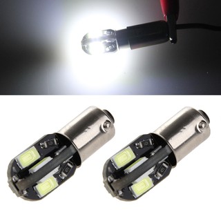 หลอดไฟเลี้ยวสีขาว Dc 12V Ba9S H6W 5630 8 Smd Led 1 คู่สําหรับรถยนต์