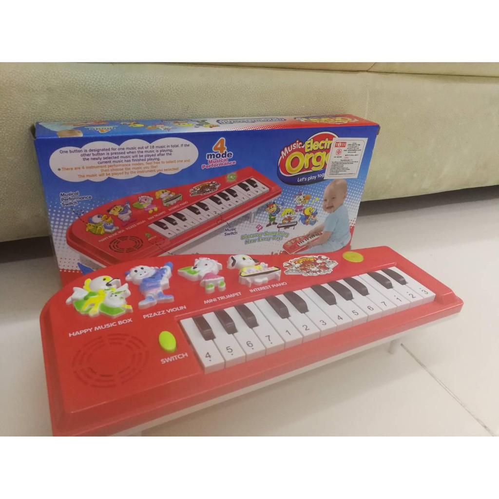ELECTRONIC ORGAN NO.6928 เครื่องเล่นอิเลคโทนไฟฟ้า เหมาะสำหรับเด็ก 3 ขวบขึ้นไป(แดง)