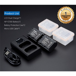 KINGMA แท้100% LCD Dual Charger+ NP-FZ100 (2 - Pack) สำหรับ Sony Alpha 9, a9, Alpha 9R, A9R, A7RIII, A7R3 A7M3