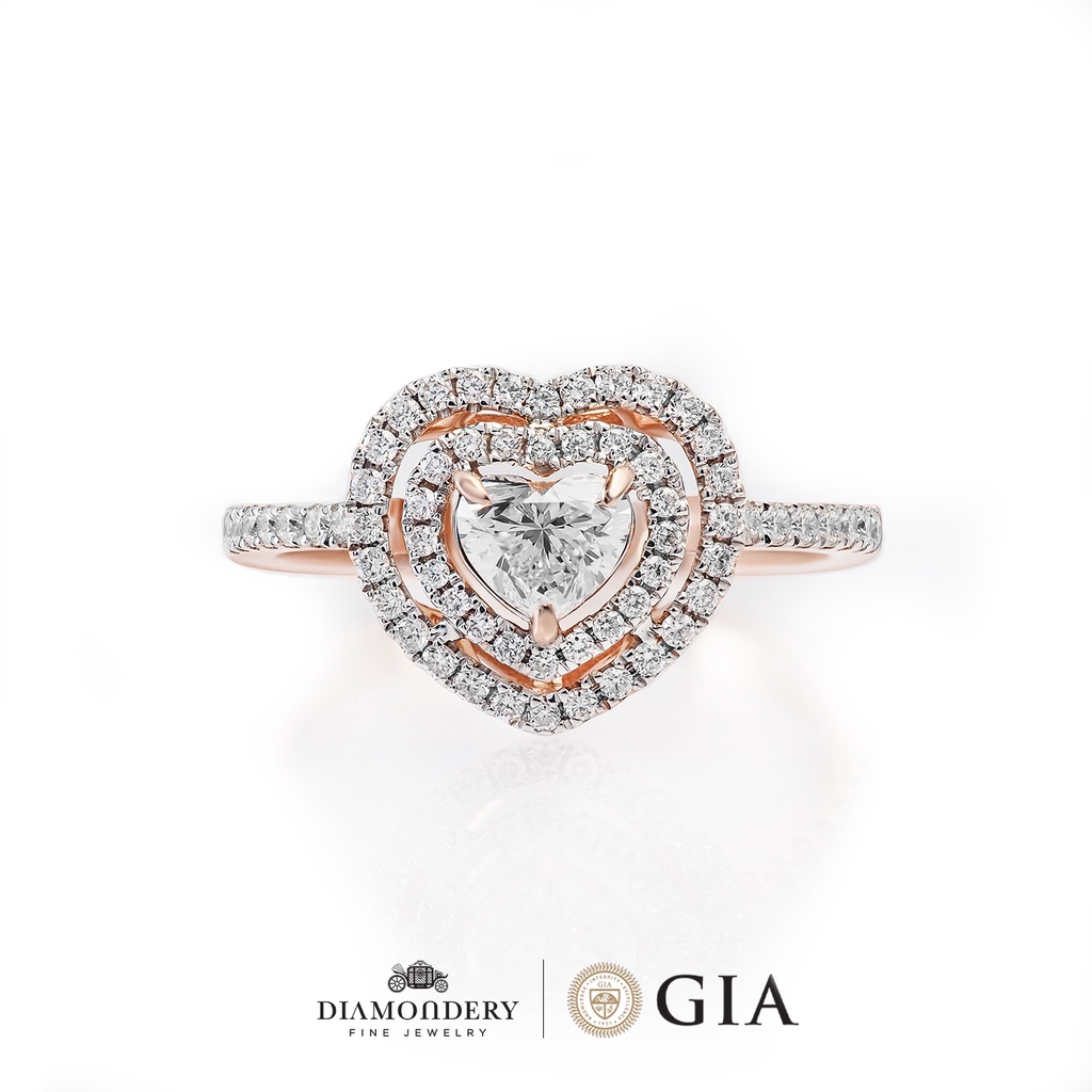 แหวนเพชรแท้ เซอร์GIA Heart Halo Diamond Ring ( Diamond Ring )
