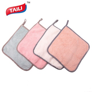 TAILI ผ้าเช็ดจานไฟเบอร์ขนแกะปะการัง แบบหนา 1 ชิ้น