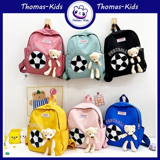 [THOMAS Kids] กระเป๋าเป้สะพายหลัง ผ้าไนล่อน น้ําหนักเบา ลายหมีฟุตบอล สําหรับเด็กอนุบาล 3-10 ปี ขายส่ง