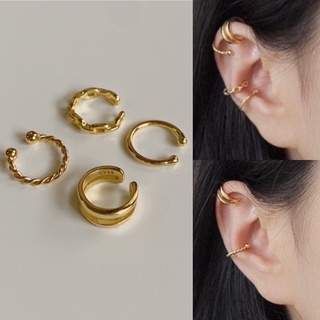 💥😎พร้อมส่ง ต่างหูแบบเกี่ยว ไม่ต้องเจาะหู ก็ชิคได้ Earcuff เงินแท้ คนแพ้ง่ายใส่ได้💯💗 Goldy 925 Earcuffs