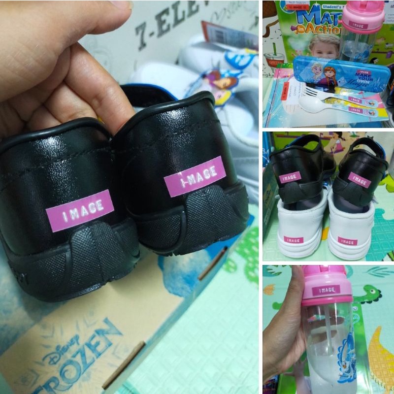 สติ๊กเกอร์ชื่อกันน้ำ ติดรองเท้า ขวดน้ำ สมุด (10 ชิ้น)