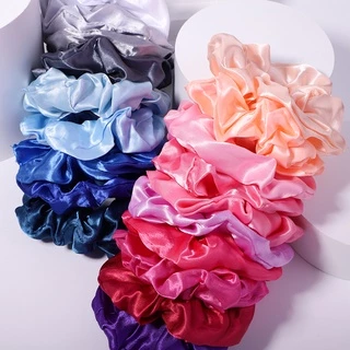 1 ชิ้น 4 นิ้ว ผู้หญิง หลากสี ผ้าไหม Scrunchie ยืดหยุ่น แฮนด์เมด ที่คาดผมหางม้า ที่คาดผม อุปกรณ์ผม