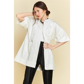 DIVASTYLISTS Japanese Casual Cotton Robe เสื้อคลุมผ้าฝ้ายดีไซน์เก๋ แต่งกระเป๋า