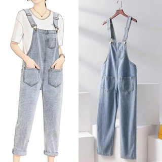 💗overalls เอี๊ยมกระโปรงยีน กางเกงแขวน กางเกงชิ้นชิ้นเดียว/ชุดเซท ยีนส์หลวม overalls ชุดนักศึกษา XS-5XL กางเกงทรงเอี๊ยม