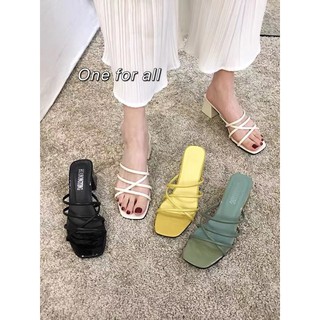 TX240 💕สินค้าพร้อมส่ง💕 รองเท้าผู้หญิง รองเท้าแฟชั่น ส้นสูง 2 นิ้ว ** เท้าไม่เรียว บวกเพิ่มนะคะ ** (มี4สี)