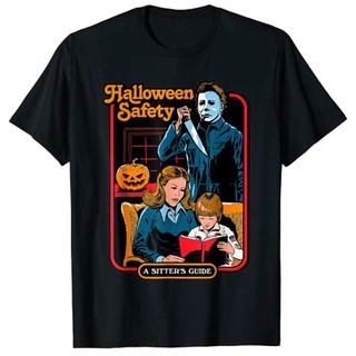 เสื้ เสื้อยืดฮาโลวีน Halloween Safety Family Guide TShirt Woman Men Cal Fashion Tops Harajuku Graphic Tshirts Summer Uni