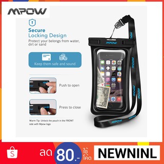 1 ชิ้น Mpow ซองกันน้ำมือถือลอยน้ำได้สีดำ จอ 3.5-5.7"