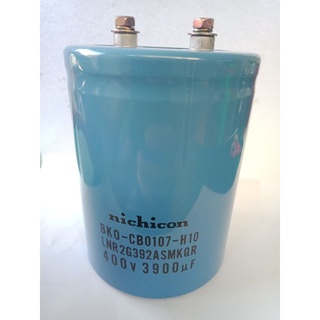 3900UF 400V คาปาซิเตอร์แบบขันสกรู nichicon JAPAN(แพ็ค1ตัว)ตัวเก็บประจุ Cหัวน็อต3900UF+ - 20% 77x100mm C3900UF 400Vสีฟ้า