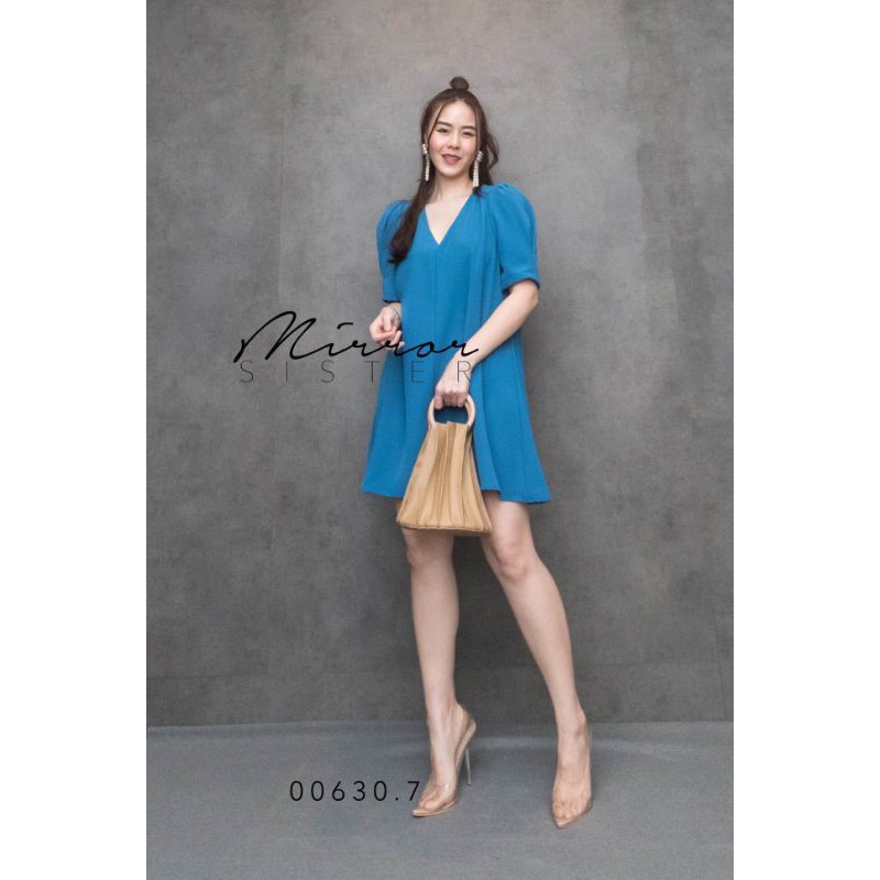 🏷️Mirrorsister #00630.7 เดรสสั้นทรงเบสิค เดรสแขนสั้น สีสดใส ชุดทำงาน ไปเที่ยว - รูปที่ 6