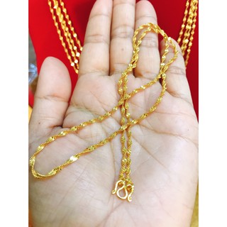 apta jewelry สร้อยคอชุบทองแท้24k ลายดิสโก้2สลึง ยาว18นิ้ว