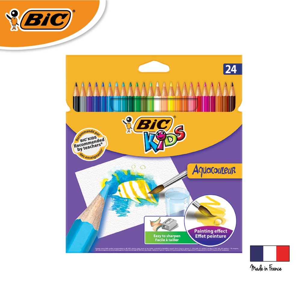[Official Store] BIC บิ๊ก ดินสอสีไม้ระบายน้ำ Aquacouleur จำนวน 24สี
