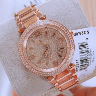 นาฬิกา  Michael Kors Womens Parker Rose Gold-Tone Pavé Glitz Watch #MK6511